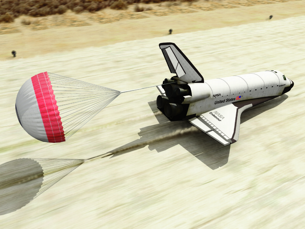 The Space Shuttle touches down