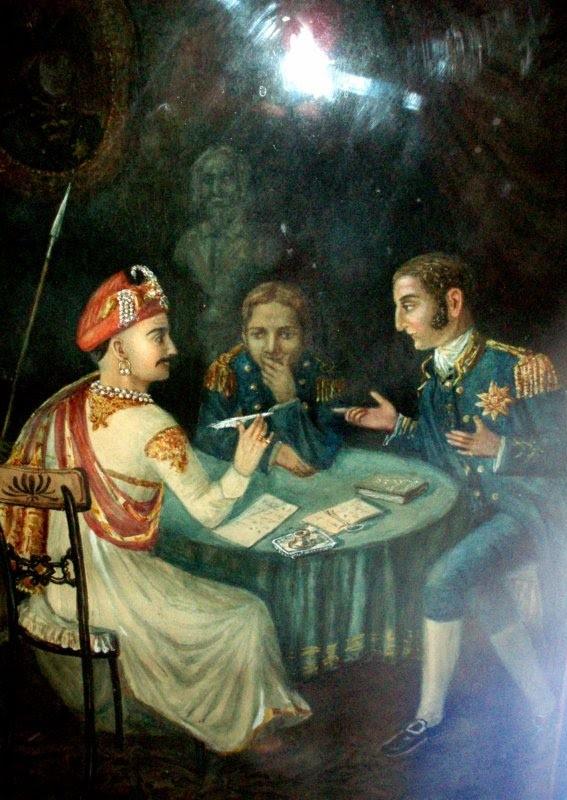 A Maratha peshwa signs a treaty with the British
