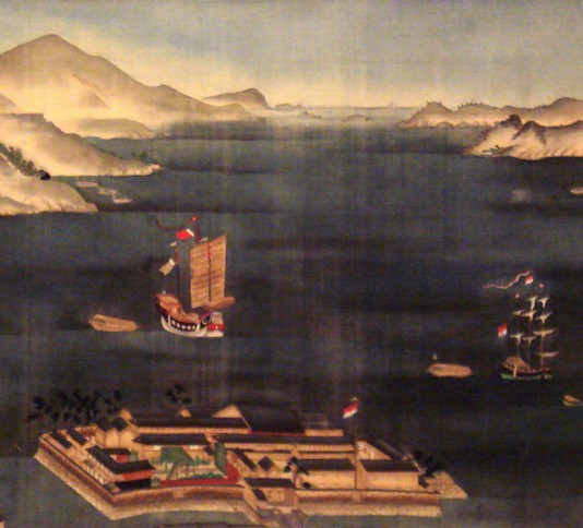 Dejima, the Dutch trading post, in Nagasaki Bay