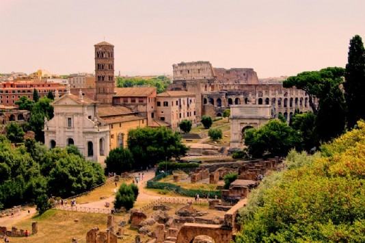 The ruins of ancient Rome, with the Colosseum behind