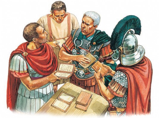 Officers discuss the day's duties