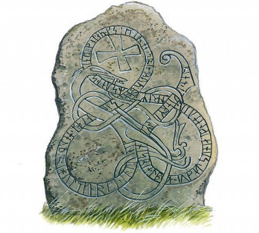 A memorial runestone carved by runemaster Öpir