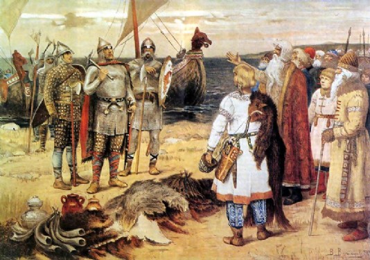 The Varangians arriving in Russia