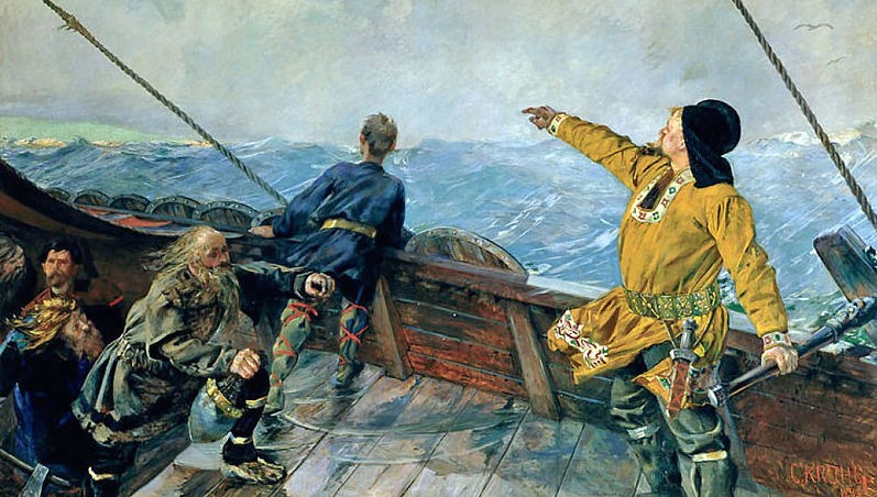 Leif Eriksson approaches the coast of North America