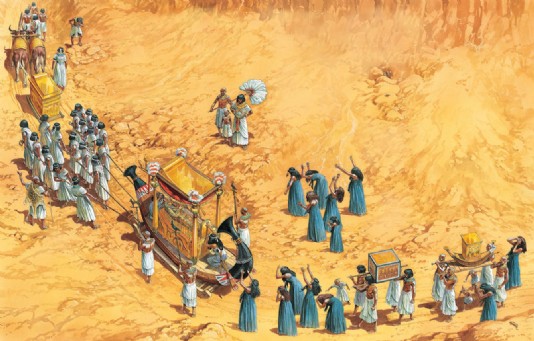 The procession reaches the Valley of the Kings.