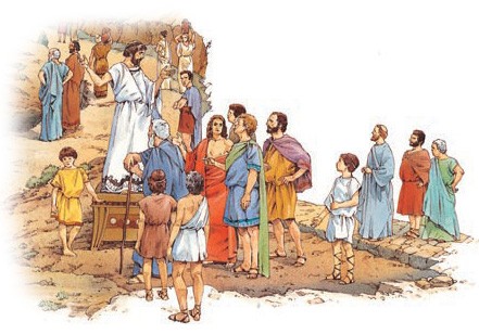 A man makes a political speech in Athens.
