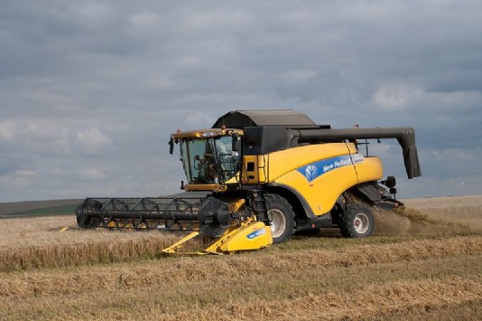 A combine harvester in action