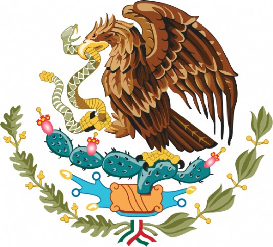 The eagle and the cactus, as shown on the Mexican flag