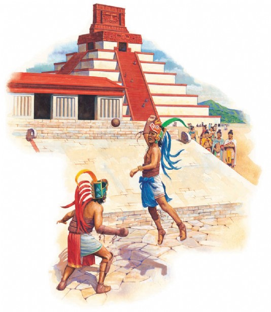 Players in an Aztec ball game