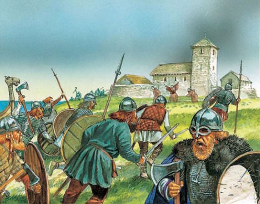 Vikings raid a monastery