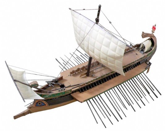 A trireme used against Carthage in the Punic Wars