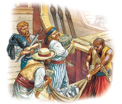 The victorious pirates take everything "moveable".