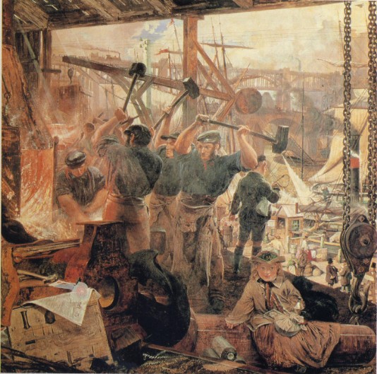 Workers in an iron foundry, 1855–60