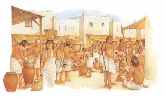 A market in a town in ancient Egypt