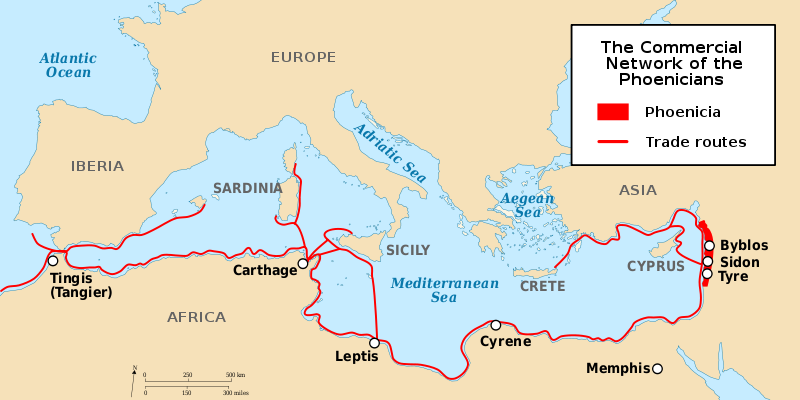 A map of Phoenician trade routes