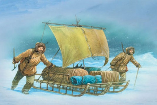 Peary and a companion on an earlier expedition