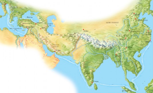 Route of Marco Polo's journeys (1271–95)