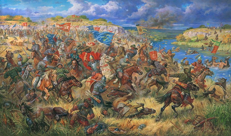 The armies of the Golden Horde and Lithuania clash