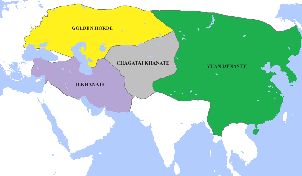 Mongol Empire split into four separate khanates