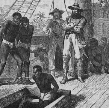 African slaves being loaded on board ship