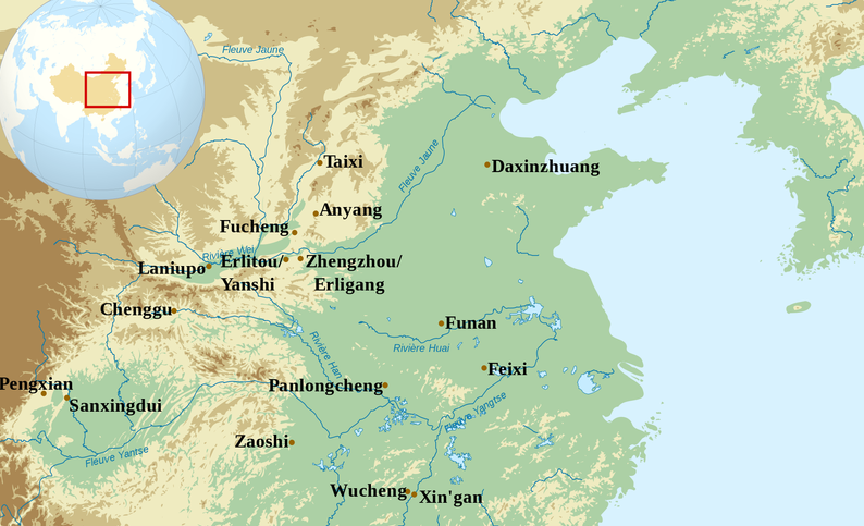 A map of Shang dynasty sites