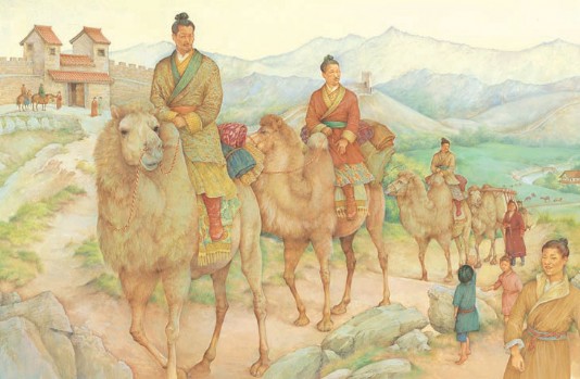 A caravan of merchants set out from China.