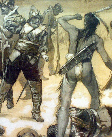 Settlers fighting Native Americans during the 1630s