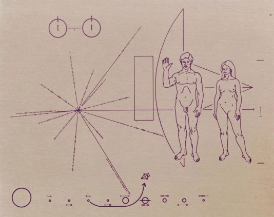 The plaque carried by Pioneer 10